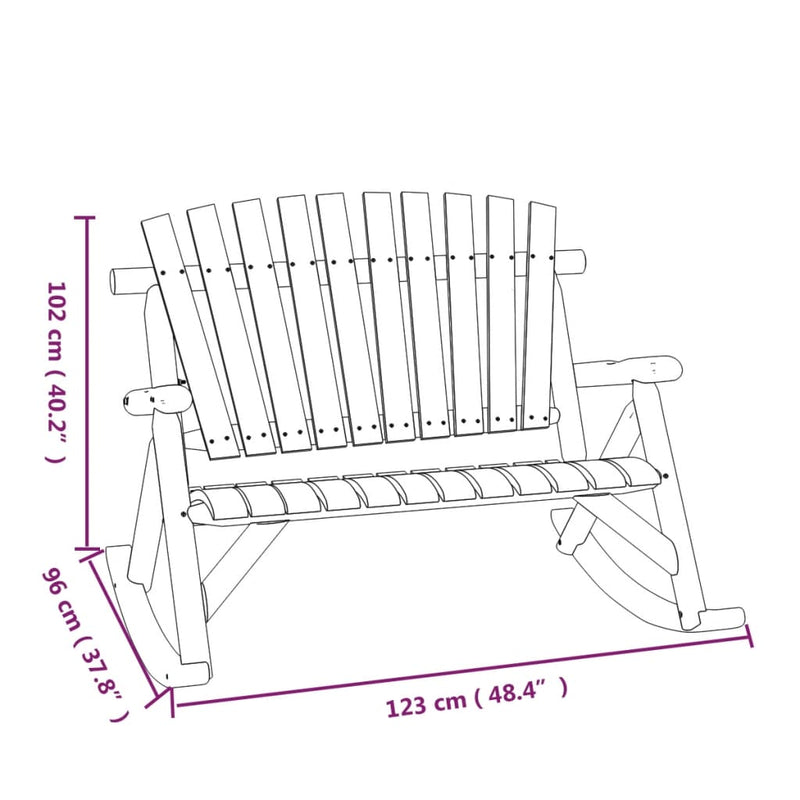 vidaXL 2 személyes tömör lucfenyő kerti hintapad 123 x 96 x 102 cm