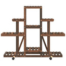 vidaXL tömör fenyőfa virágtartó állvány kerekekkel 110 x 25 x 101 cm