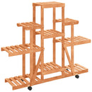 vidaXL tömör fenyőfa virágtartó állvány kerekekkel 110 x 25 x 101 cm