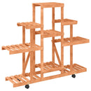 vidaXL tömör fenyőfa virágtartó állvány kerekekkel 110 x 25 x 101 cm