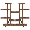 vidaXL tömör fenyőfa virágtartó állvány kerekekkel 110 x 25 x 115 cm