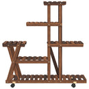 vidaXL tömör fenyőfa virágtartó állvány kerekekkel 95 x 25 x 101 cm