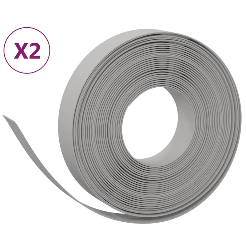 vidaXL 2 db szürke polietilén kerti szegély 10 m x 10 cm