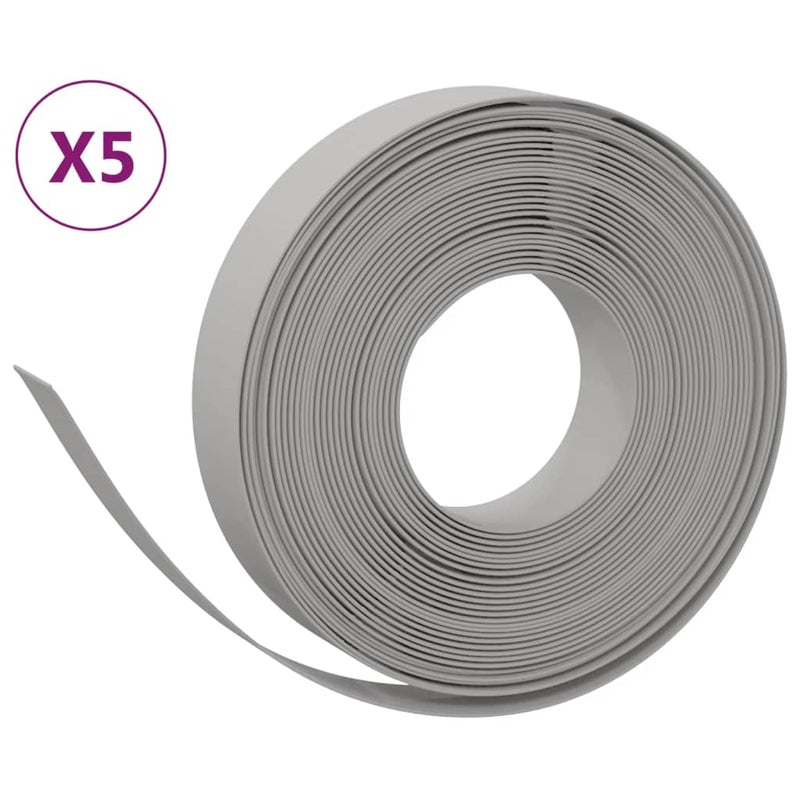 vidaXL 5 db szürke polietilén kerti szegély 10 m x 10 cm
