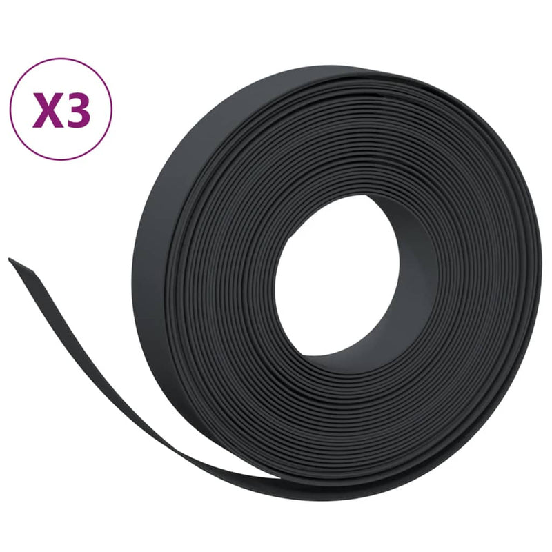 vidaXL 3 db fekete polietilén kerti szegély 10 m x 10 cm