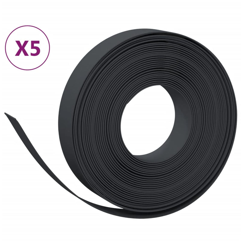vidaXL 5 db fekete polietilén kerti szegély 10 m x 10 cm