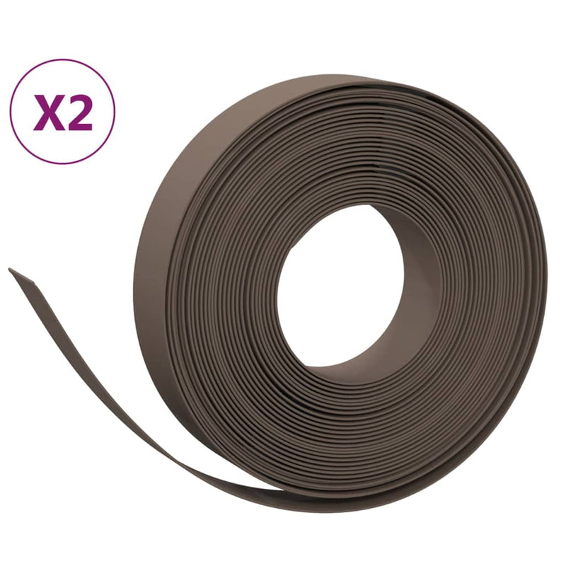 vidaXL 2 db barna polietilén kerti szegély 10 m x 10 cm