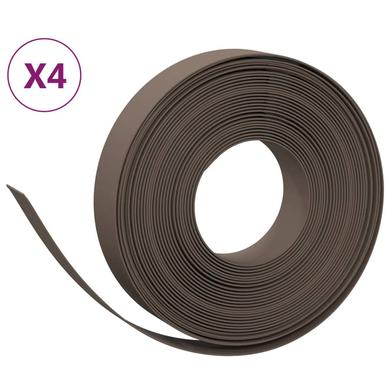 vidaXL 4 db barna polietilén kerti szegély 10 m x 10 cm