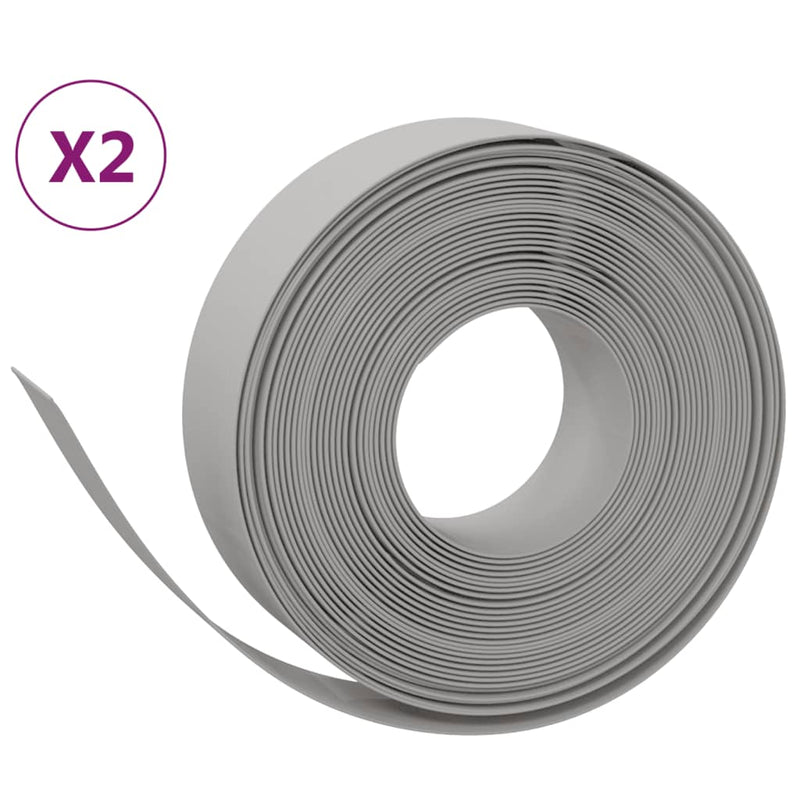 vidaXL 2 db szürke polietilén kerti szegély 10 m x 15 cm