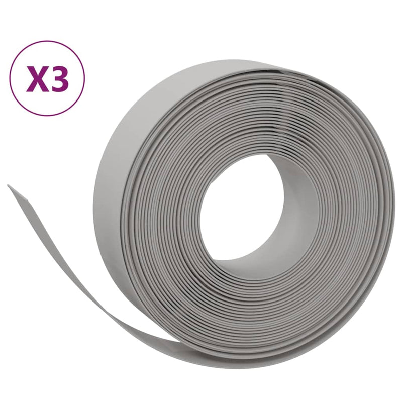 vidaXL 3 db szürke polietilén kerti szegély 10 m x 15 cm