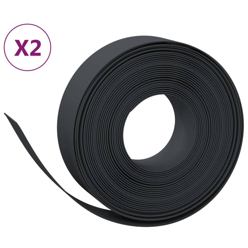 vidaXL 2 db fekete polietilén kerti szegély 10 m x 15 cm