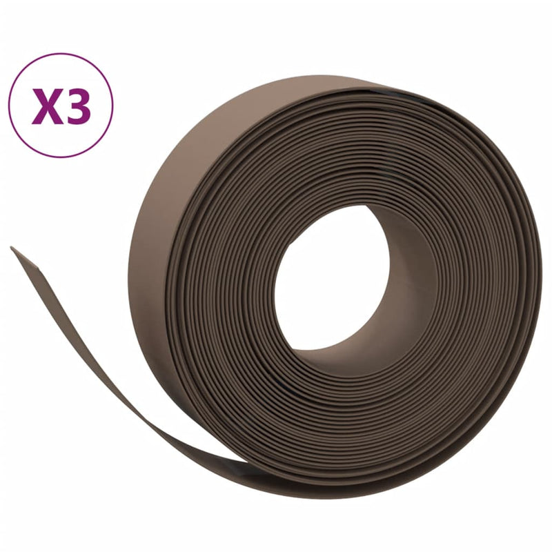 vidaXL 3 db barna polietilén kerti szegély 10 m x 15 cm
