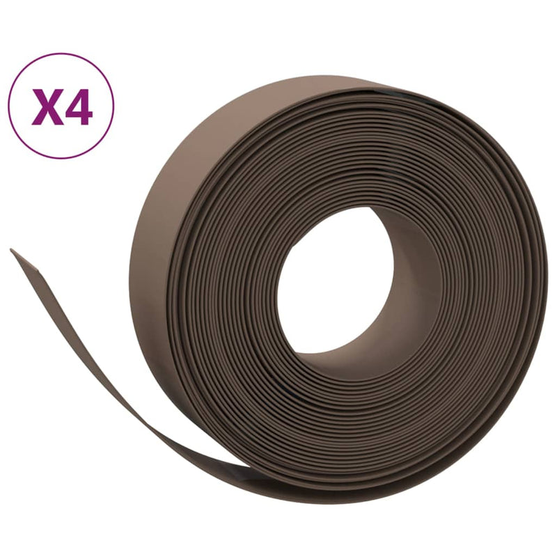 vidaXL 4 db barna polietilén kerti szegély 10 m x 15 cm