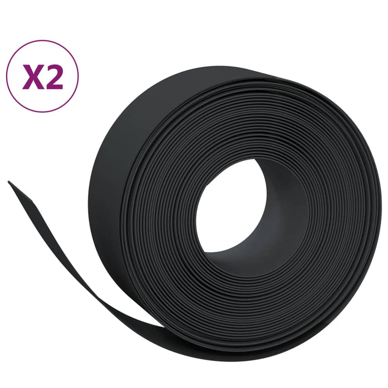vidaXL 2 db fekete polietilén kerti szegély 10 m x 20 cm