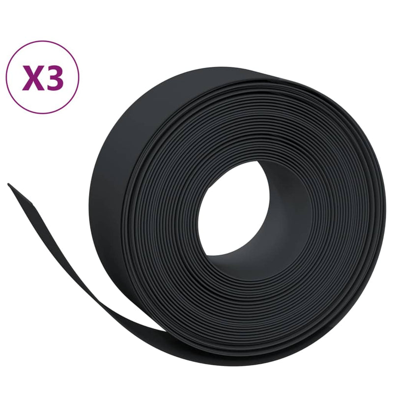 vidaXL 3 db fekete polietilén kerti szegély 10 m x 20 cm