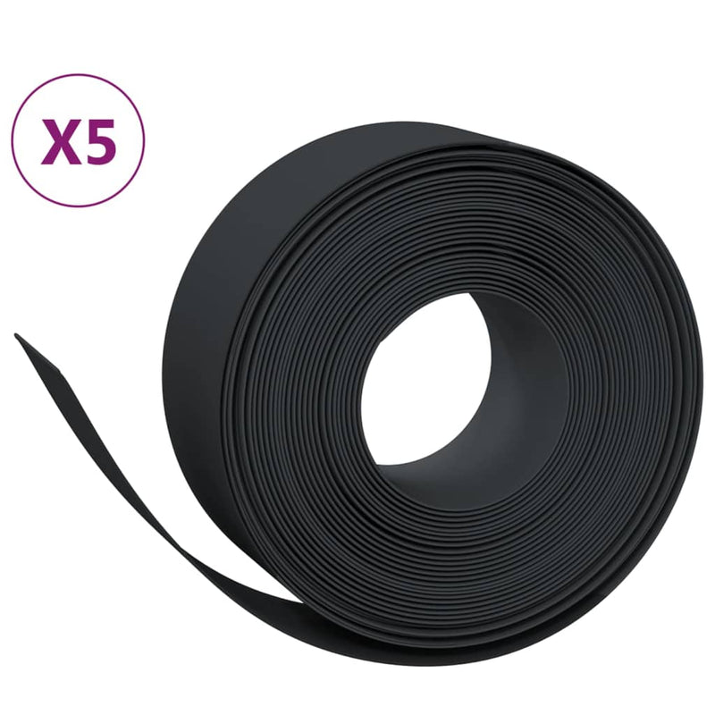 vidaXL 5 db fekete polietilén kerti szegély 10 m x 20 cm