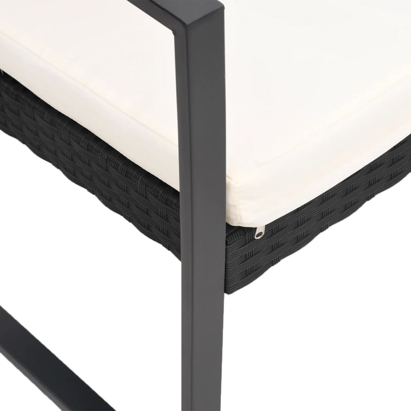 vidaXL 3-személyes fekete PP kerti pad párnával