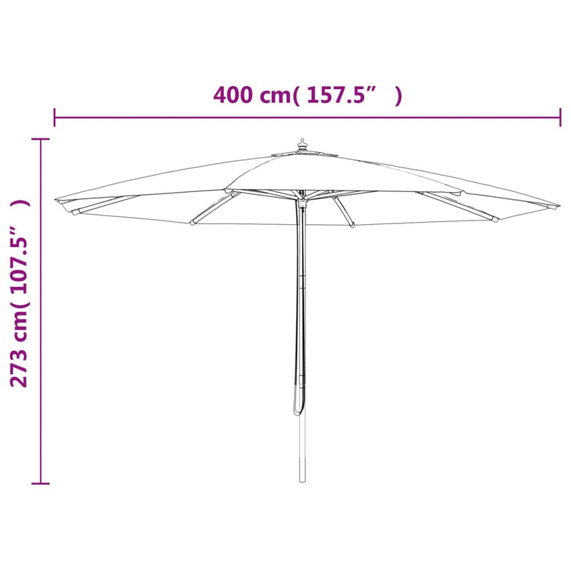 vidaXL tópszínű kerti napernyő fa rúddal 400 x 273 cm