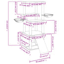 vidaXL világosszürke macskabútor szizál kaparófákkal 133 cm