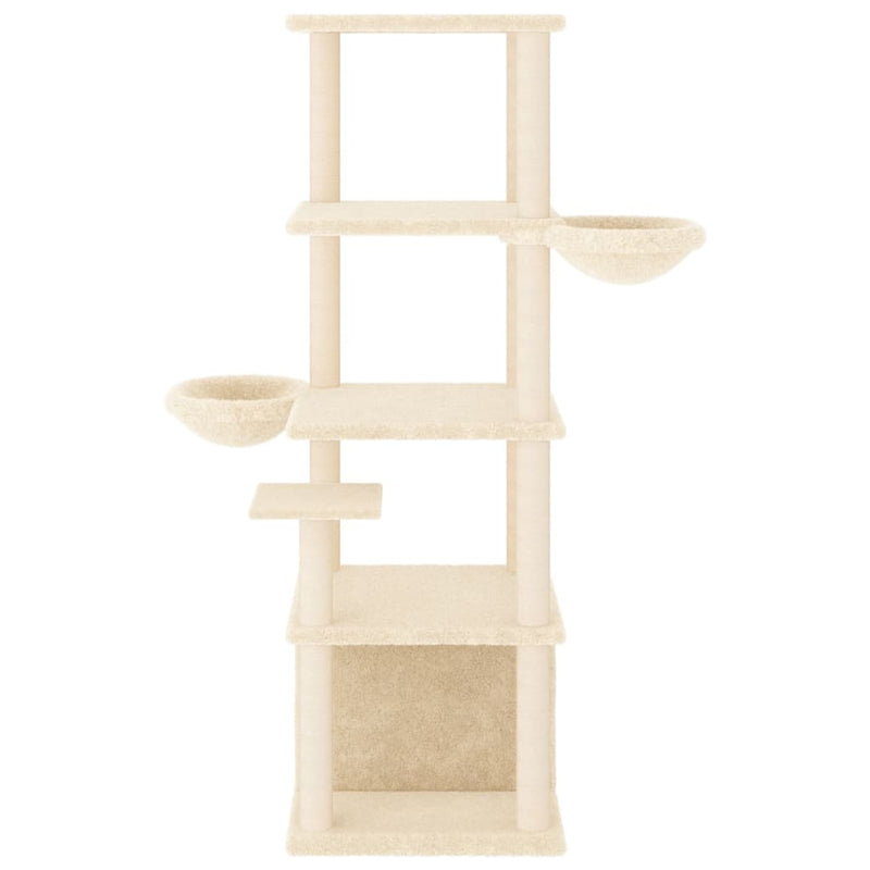 vidaXL krémszínű macskabútor szizál kaparófákkal 147 cm