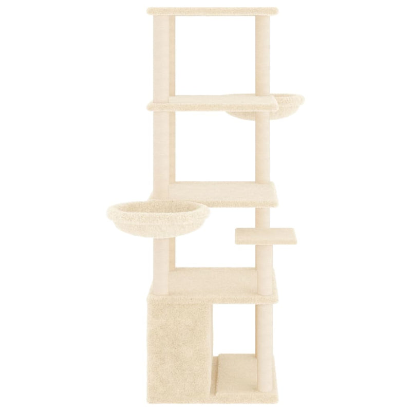 vidaXL krémszínű macskabútor szizál kaparófákkal 147 cm