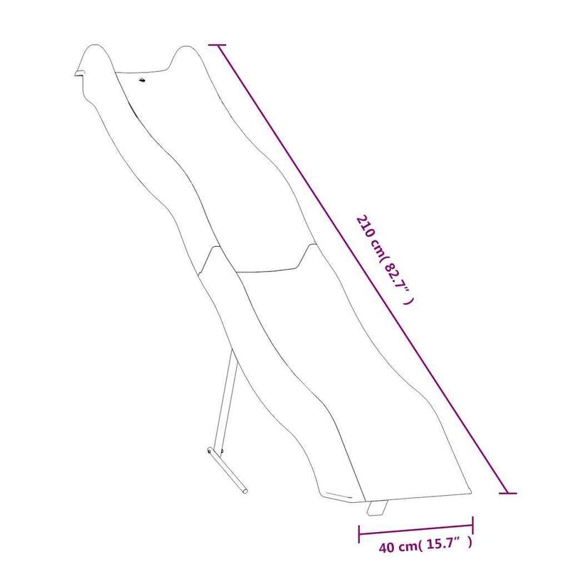 vidaXL kék polipropilén játszócsúszda 210 x 40 cm