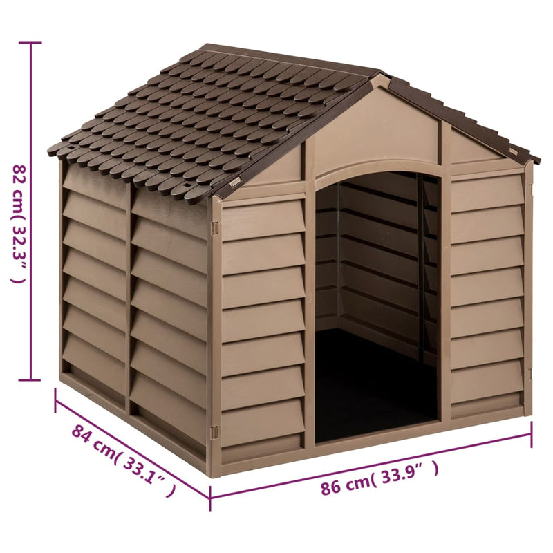 vidaXL barna polipropilén kutyaház 86x84x82 cm
