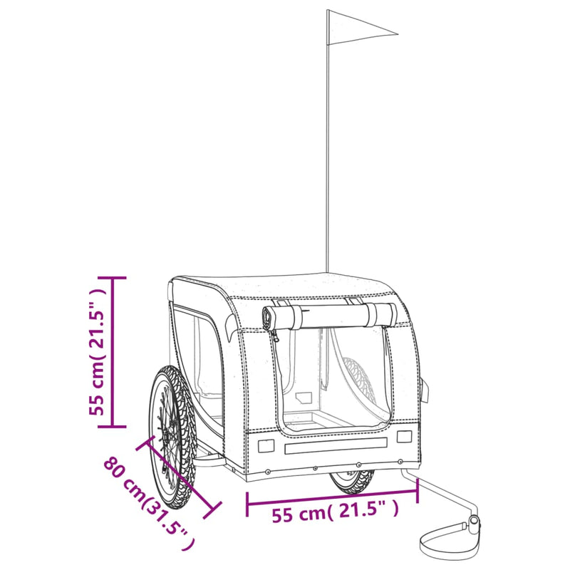 vidaXL piros-fekete oxford szövet és vas kisállatszállító utánfutó