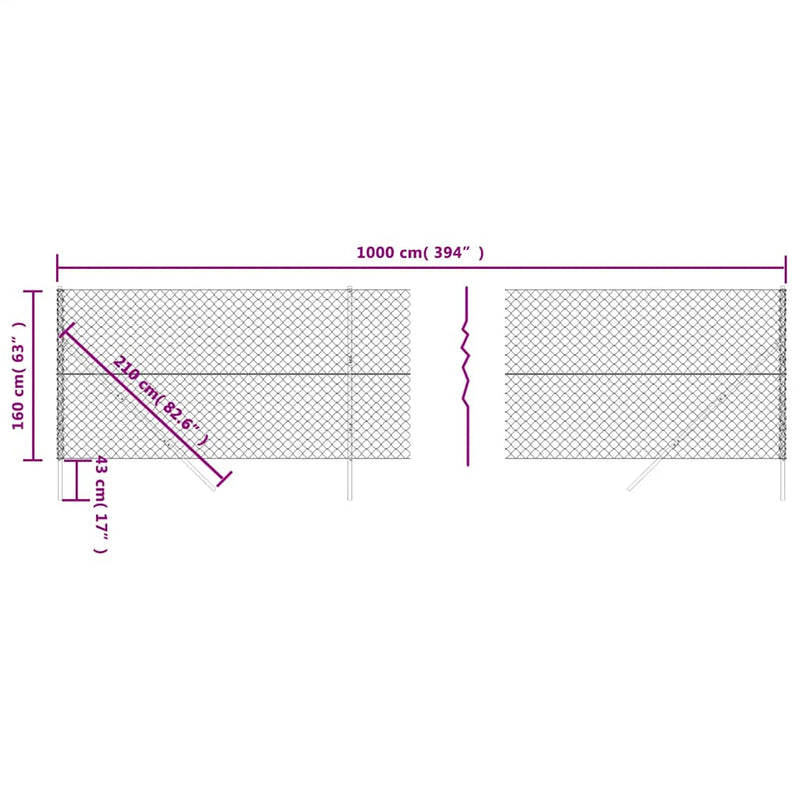 vidaXL zöld drótkerítés 1,6 x 10 m