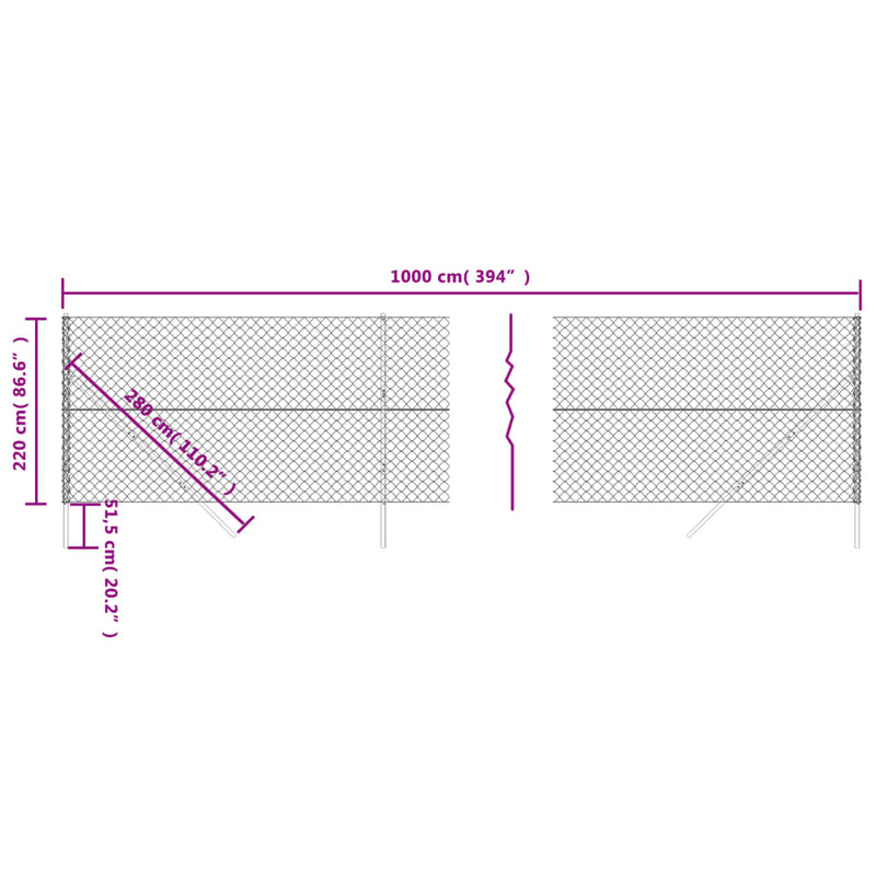 vidaXL zöld drótkerítés 2,2 x 10 m