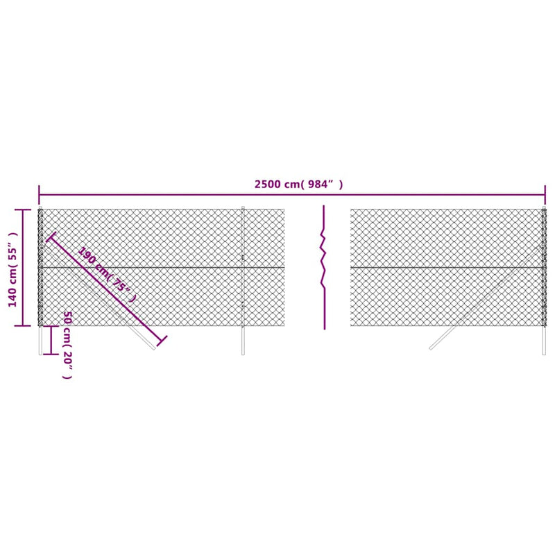 vidaXL zöld drótkerítés 1,4 x 25 m