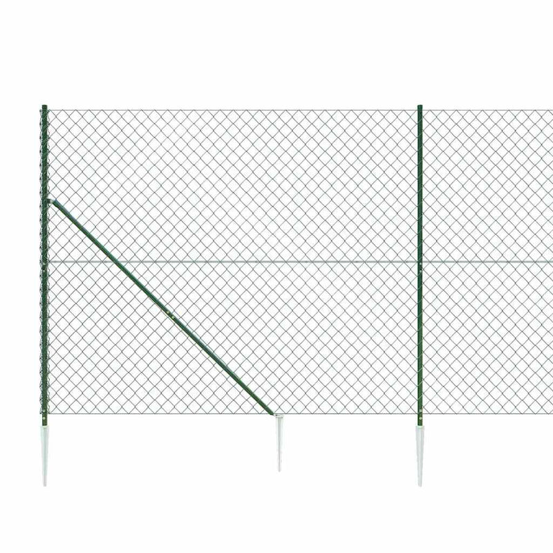 vidaXL zöld drótkerítés cövekekkel 1,4 x 10 m