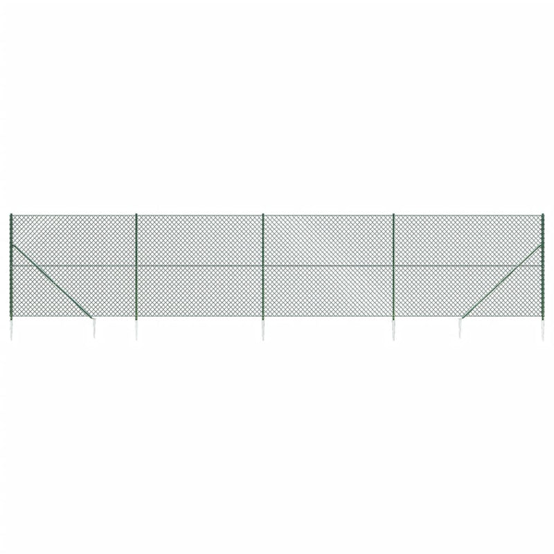 vidaXL zöld drótkerítés cövekekkel 1,6 x 10 m