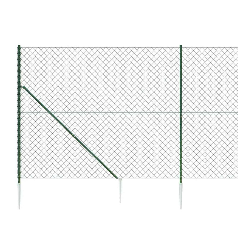vidaXL zöld drótkerítés cövekekkel 2,2 x 10 m