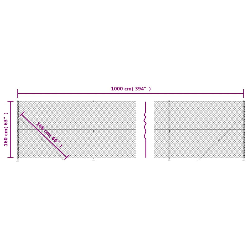 vidaXL zöld drótkerítés illesztőperemmel 1,6 x 10 m
