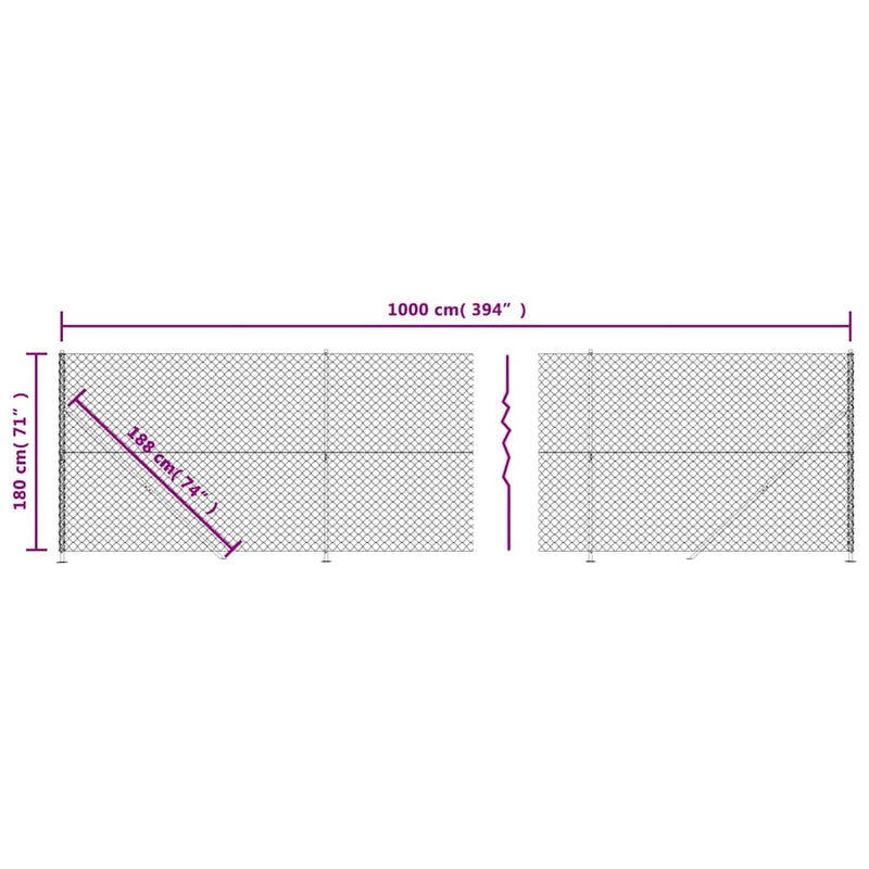 vidaXL zöld drótkerítés illesztőperemmel 1,8 x 10 m