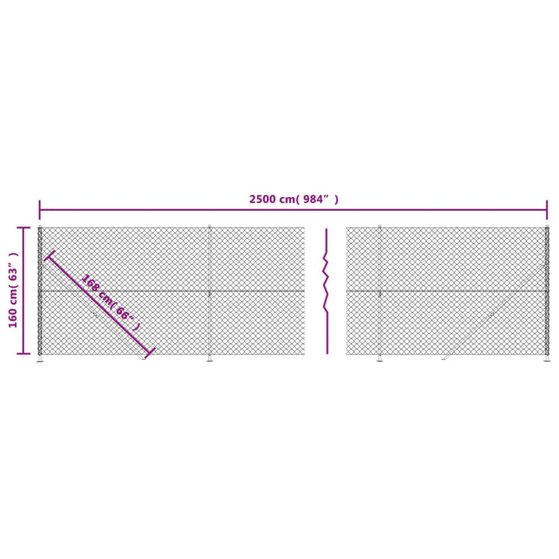 vidaXL zöld drótkerítés illesztőperemmel 1,6 x 25 m