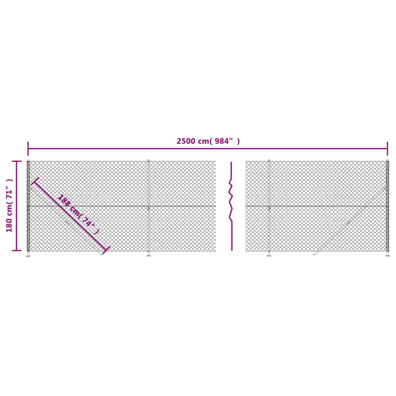 vidaXL zöld drótkerítés illesztőperemmel 1,8 x 25 m