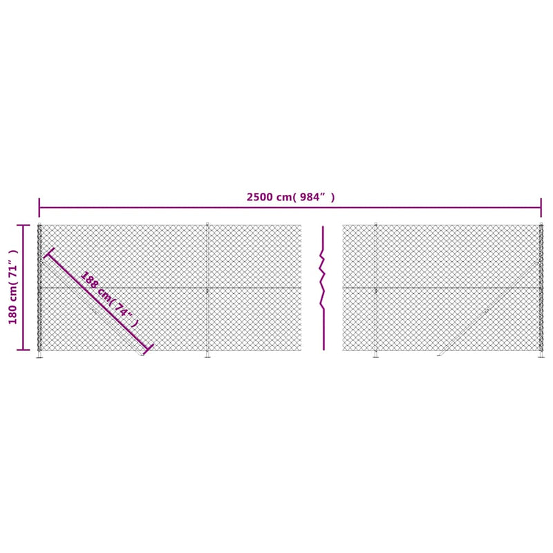 vidaXL zöld drótkerítés illesztőperemmel 1,8 x 25 m