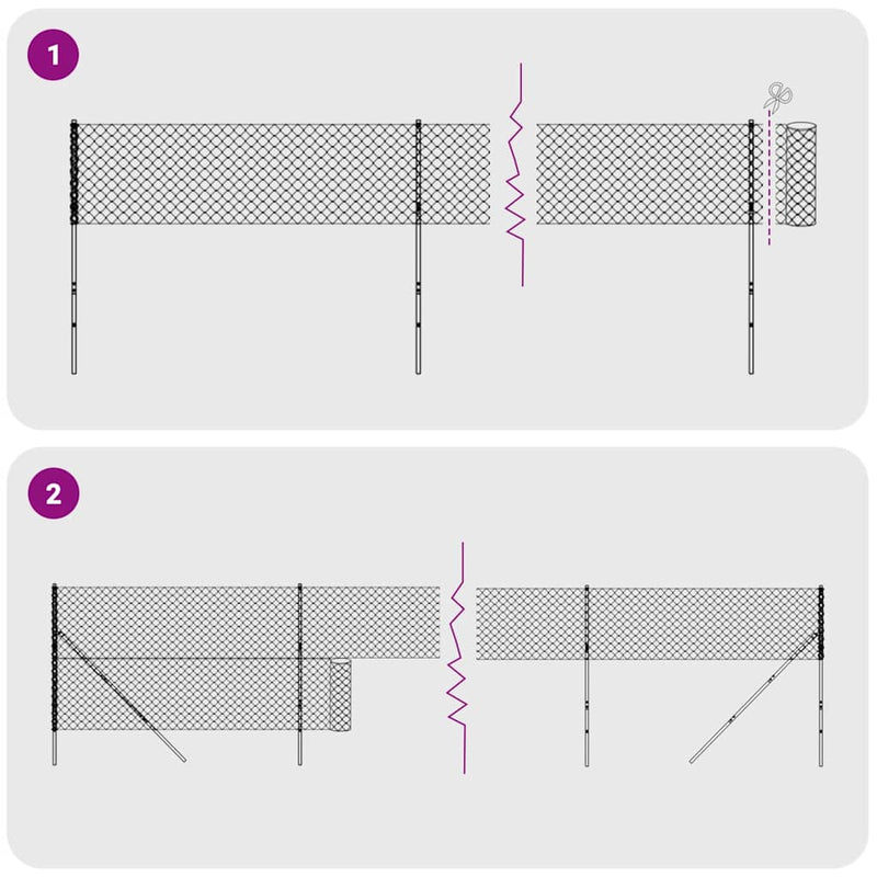 vidaXL antracitszürke drótkerítés cövekekkel 1,4 x 10 m