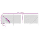 vidaXL antracitszürke drótkerítés cövekekkel 1,4 x 10 m