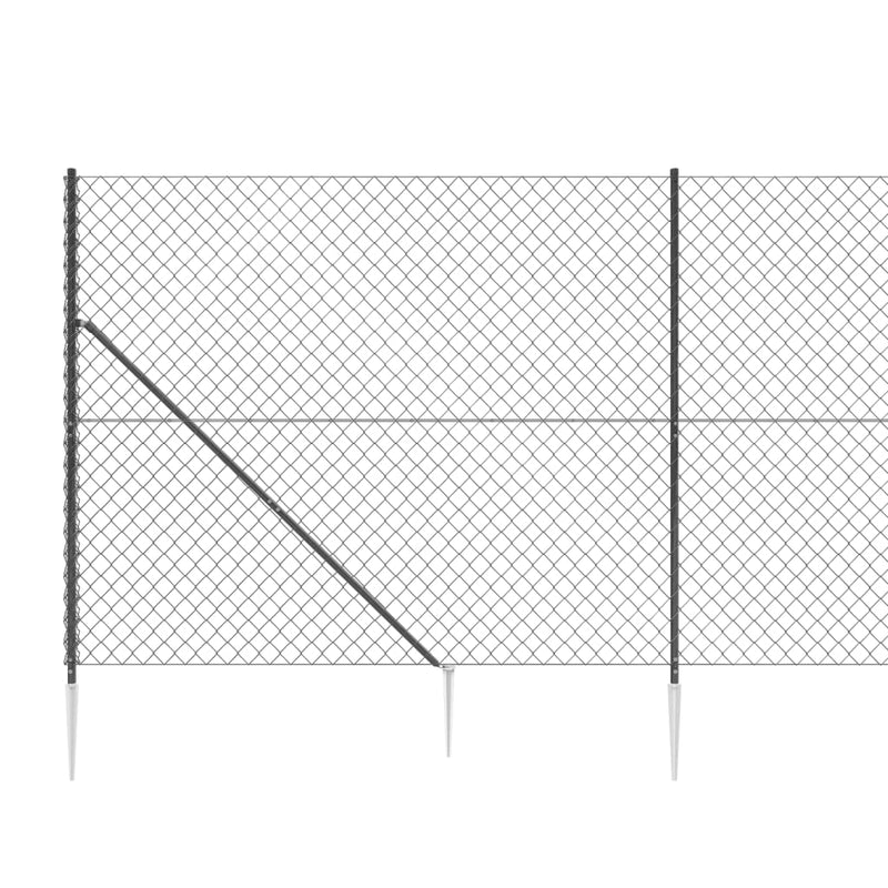 vidaXL antracitszürke drótkerítés cövekekkel 1,6 x 25 m
