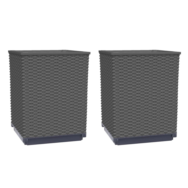 vidaXL 2 db fekete polipropilén növénytartó 30 x 30 x 37 cm