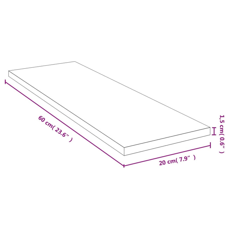 vidaXL bambusz fali polc 60x20x1,5 cm