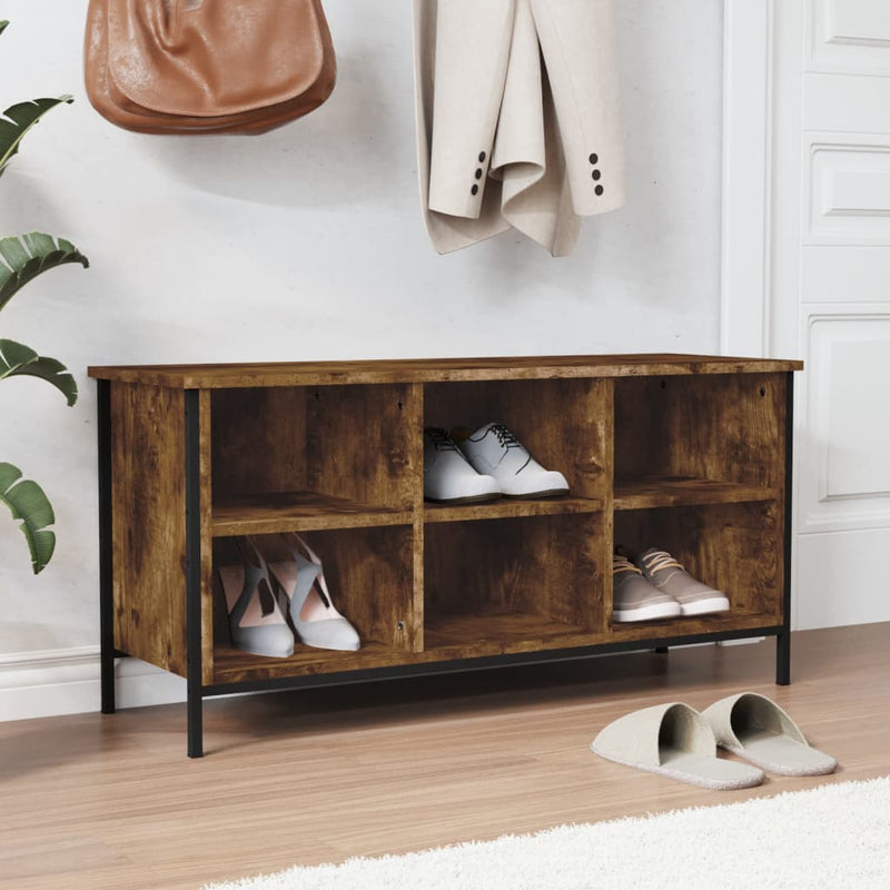 vidaXL füstös tölgy színű szerelt fa cipősszekrény 100x35x50 cm