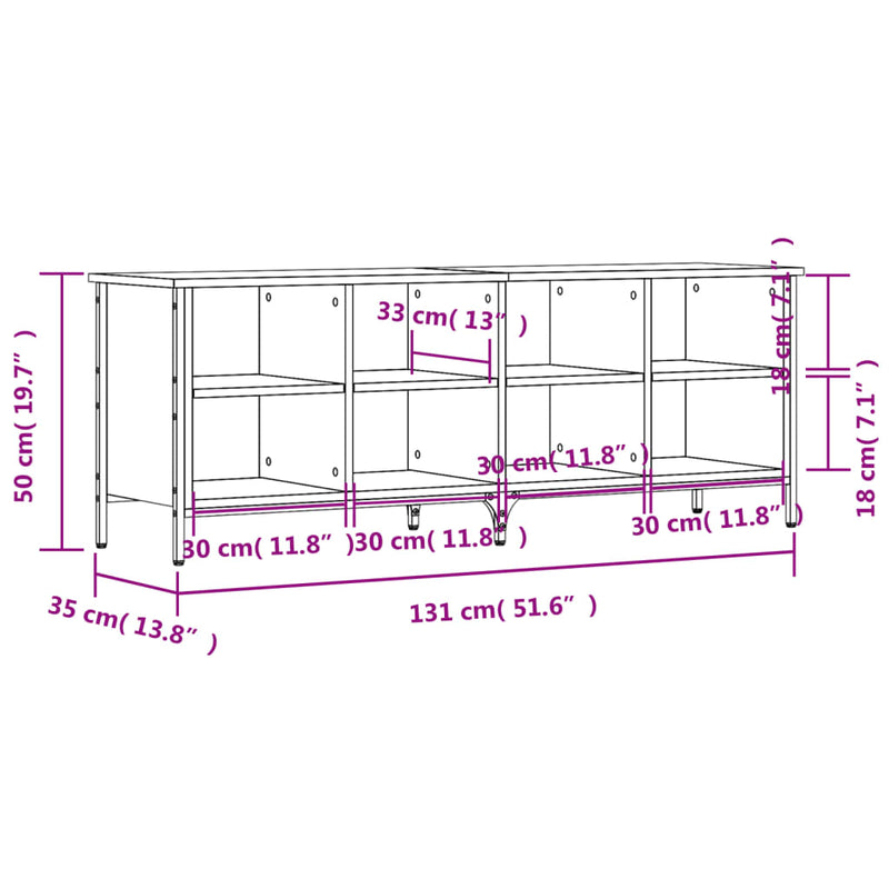 vidaXL szürke sonoma színű szerelt fa cipőszekrény 131x35x50 cm