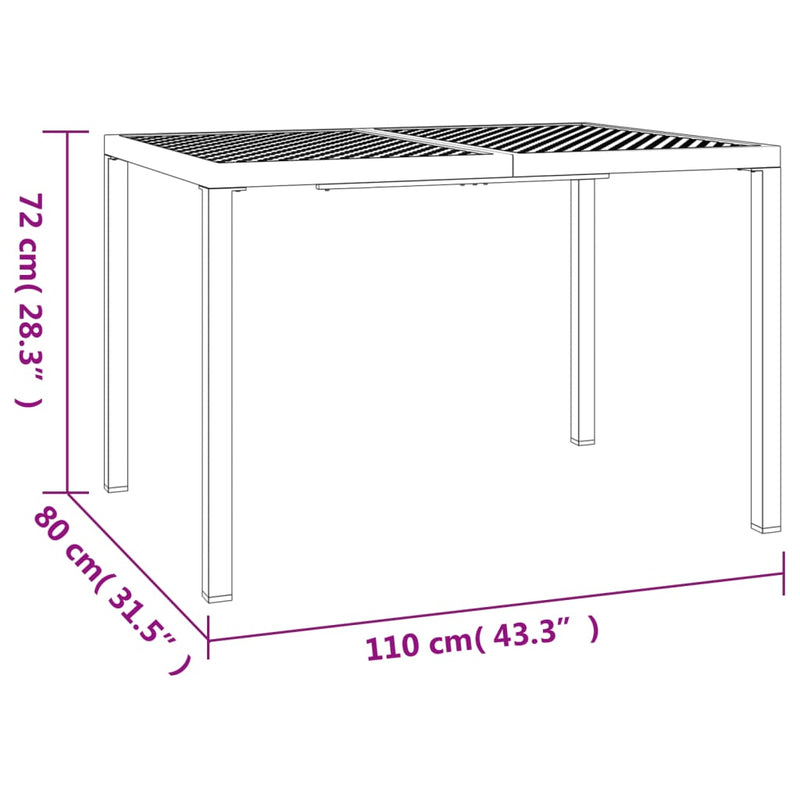 vidaXL antracitszürke acél kerti asztal 110 x 80 x 72 cm