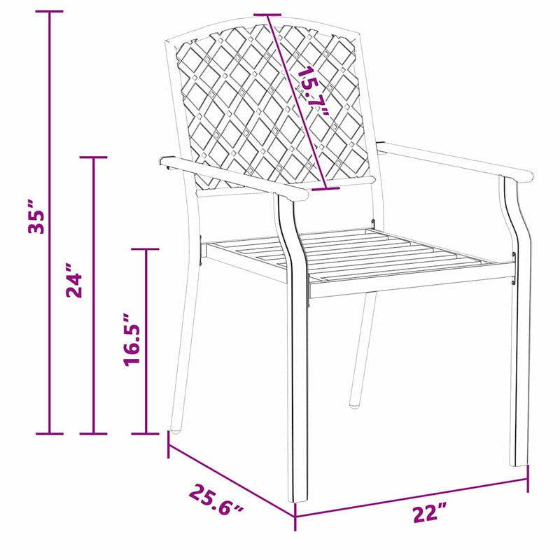 vidaXL Szék 2 pcs Antracit 56 x 65 x 89cm Acél