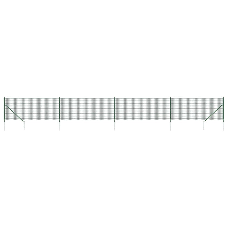 vidaXL zöld dróthálós kerítés cövekekkel 0,8x10 m