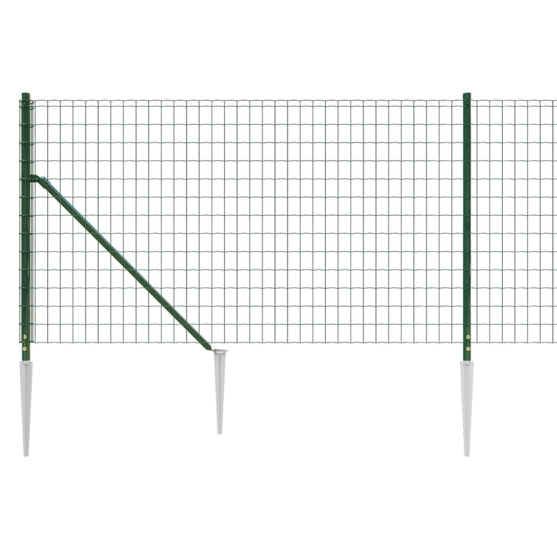 vidaXL zöld dróthálós kerítés cövekekkel 0,8x10 m